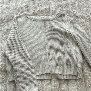 American Eagle Outfitters Gray Crew Neck Sweater with Textured Knit